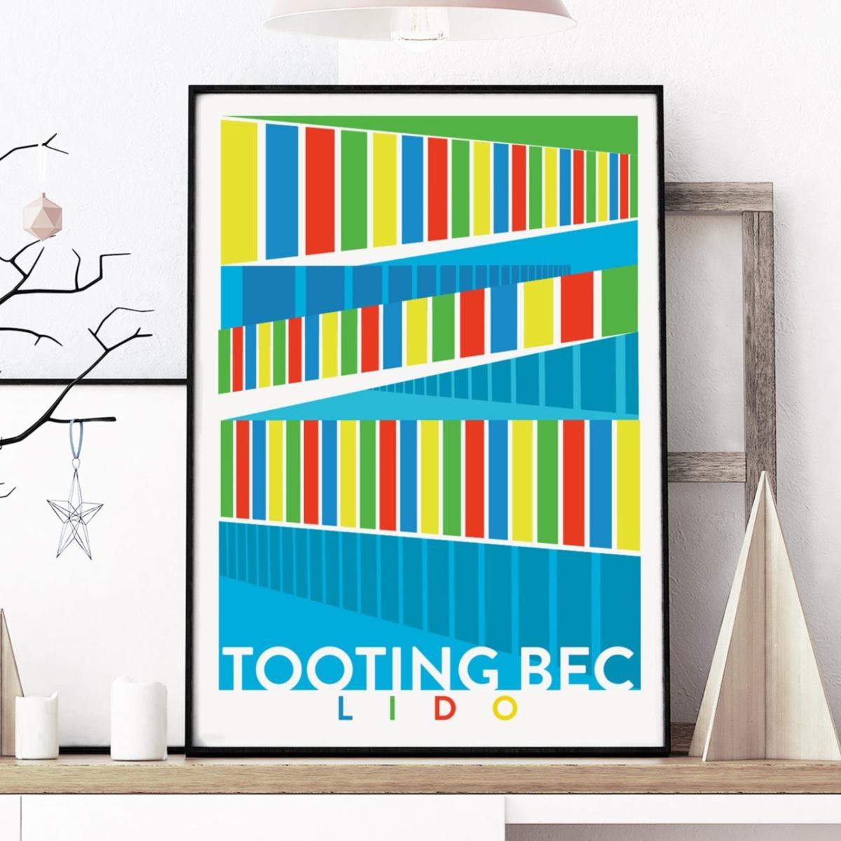 Tooting Bec Lido Illustrated Art Print A3 297 X 420Mm Eye for London Prints – image 2