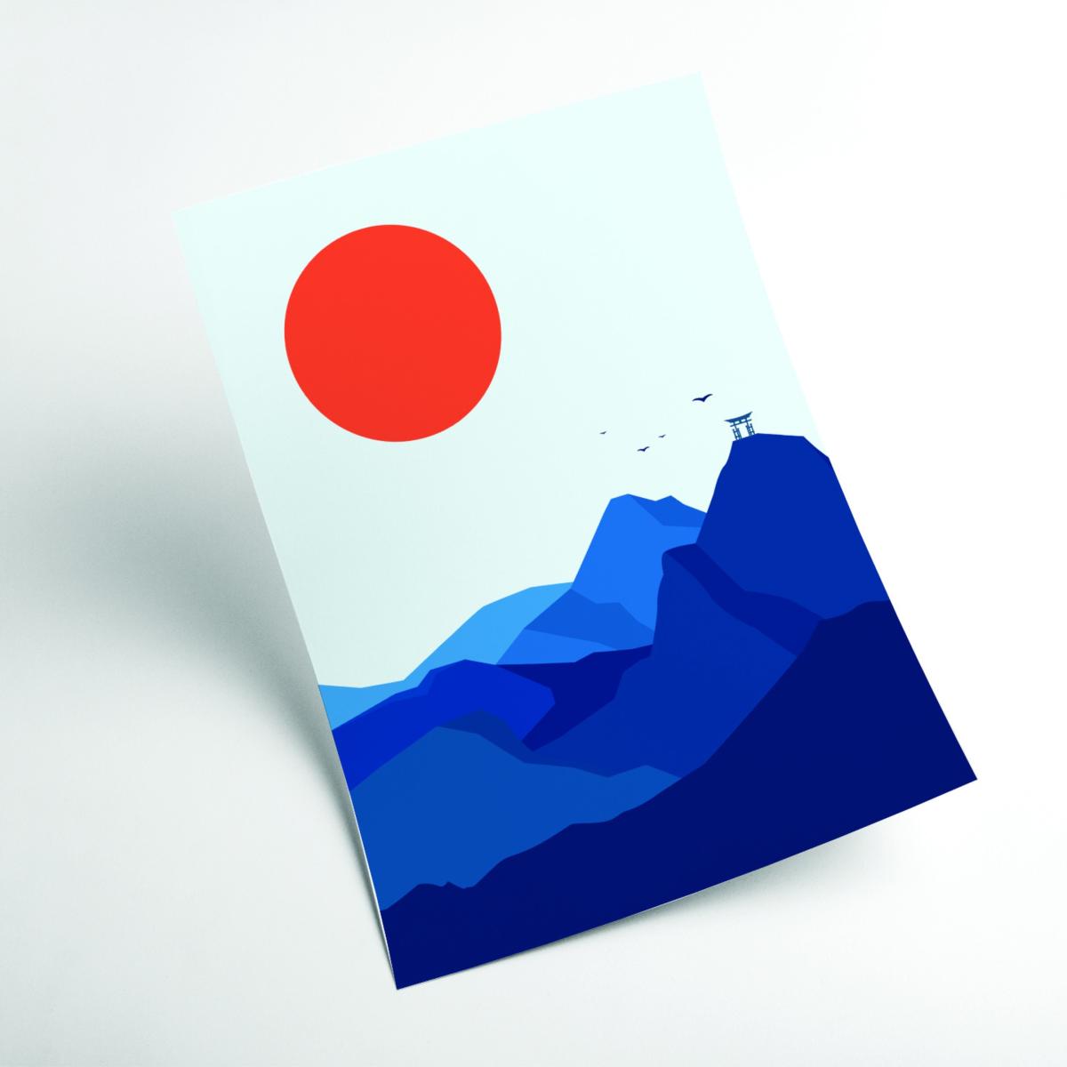 Blue Japanese Mountain Sunrise A2 420 X 594Mm Stanley Print House – image 2