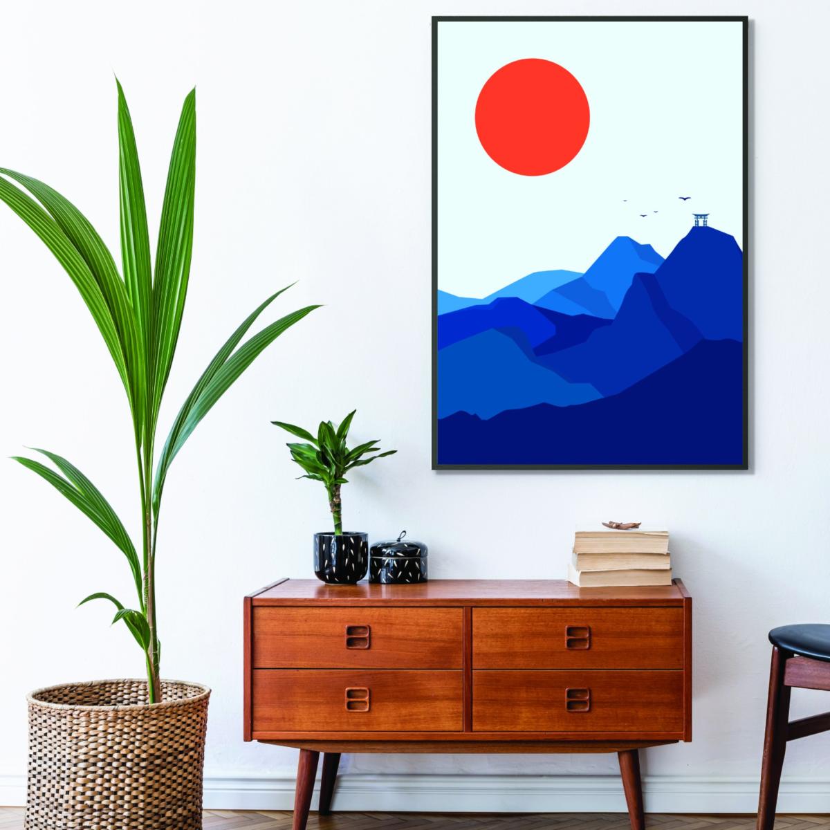 Blue Japanese Mountain Sunrise A2 420 X 594Mm Stanley Print House – image 3