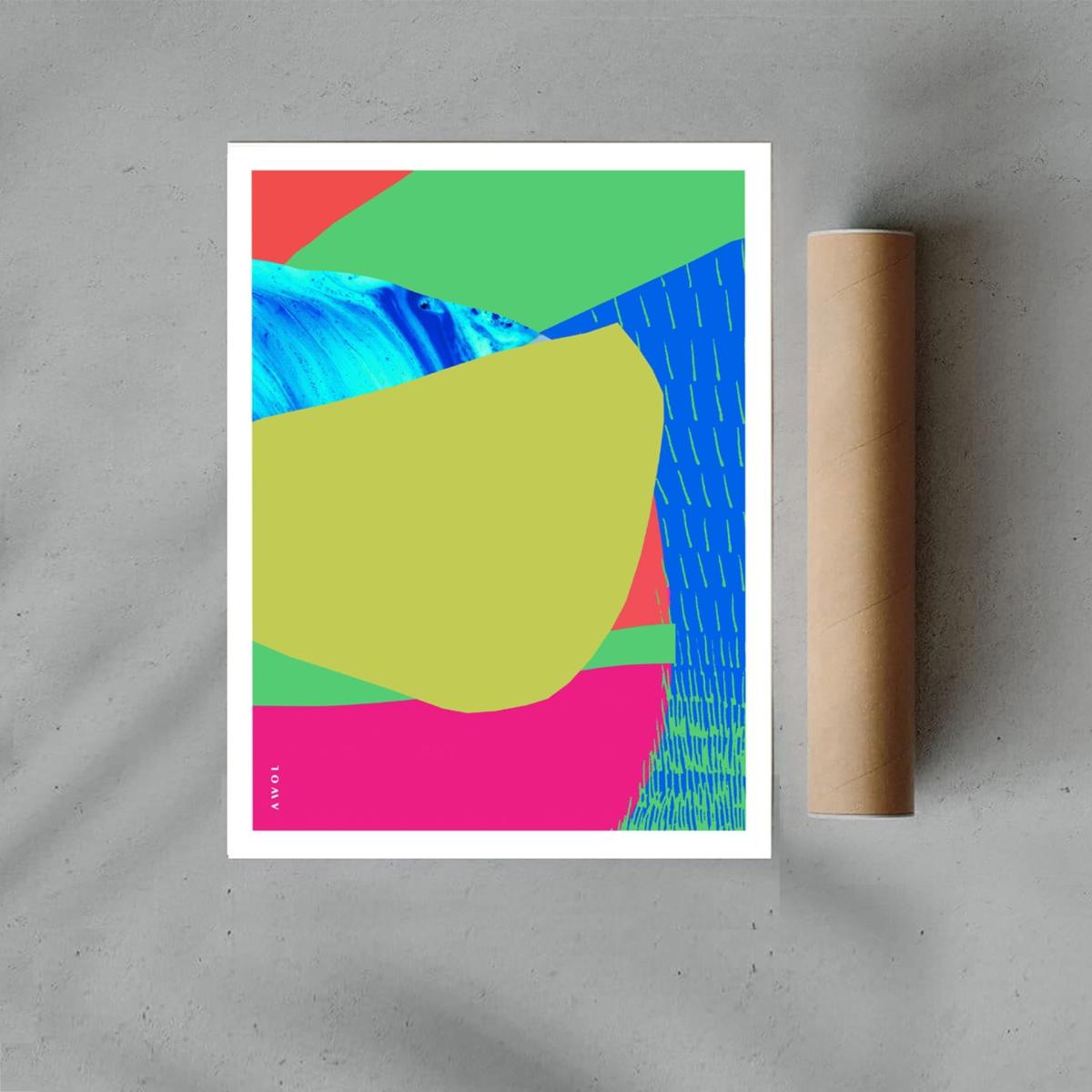 White / Yellow / Orange Tropical Jungle Paradise: Colourful Abstract Landscape Art Print From Bali Awol – image 4