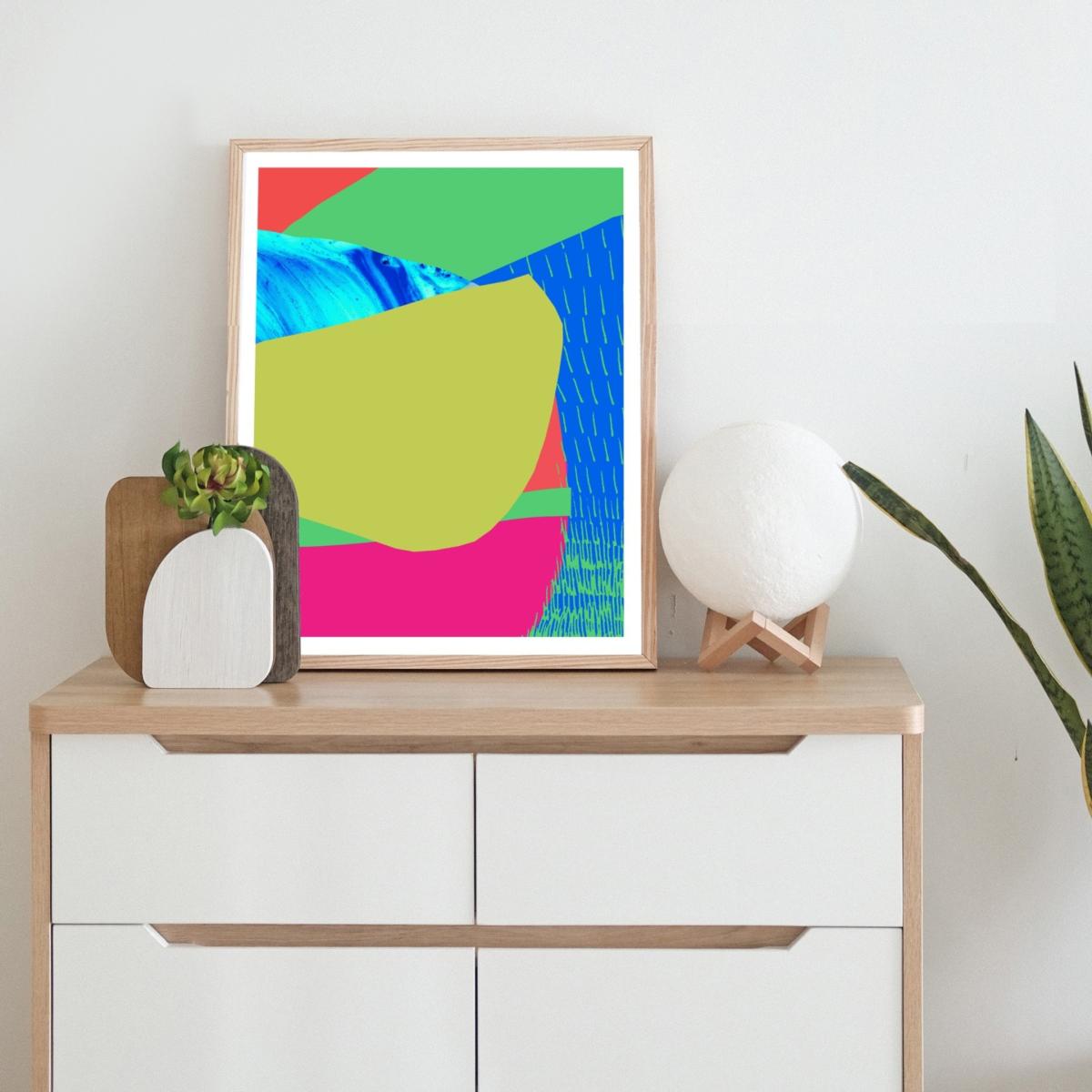 White / Yellow / Orange Tropical Jungle Paradise: Colourful Abstract Landscape Art Print From Bali Awol – image 5