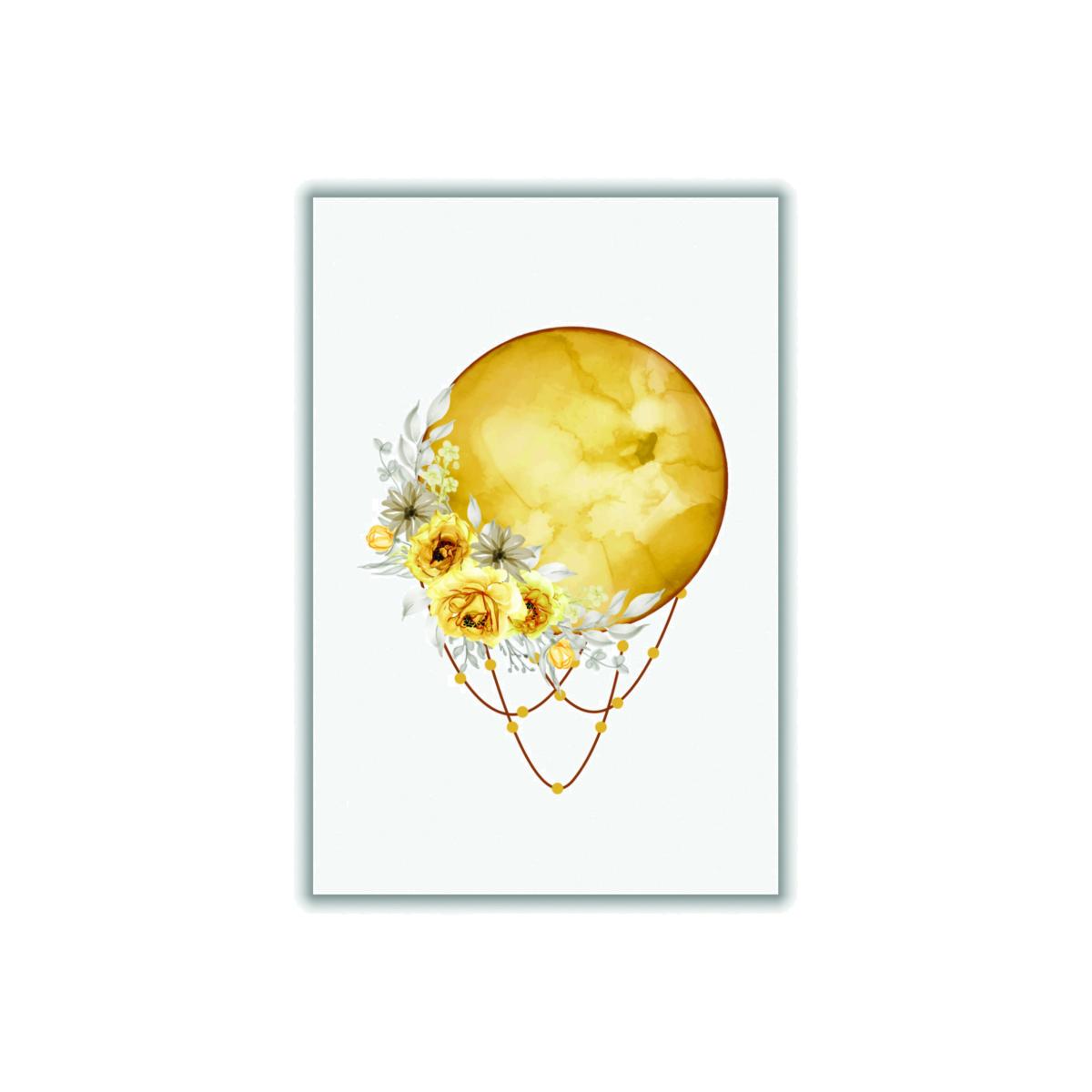 Yellow / Orange Watercolor Full Moon A2 420 X 594Mm Stanley Print House – image 1