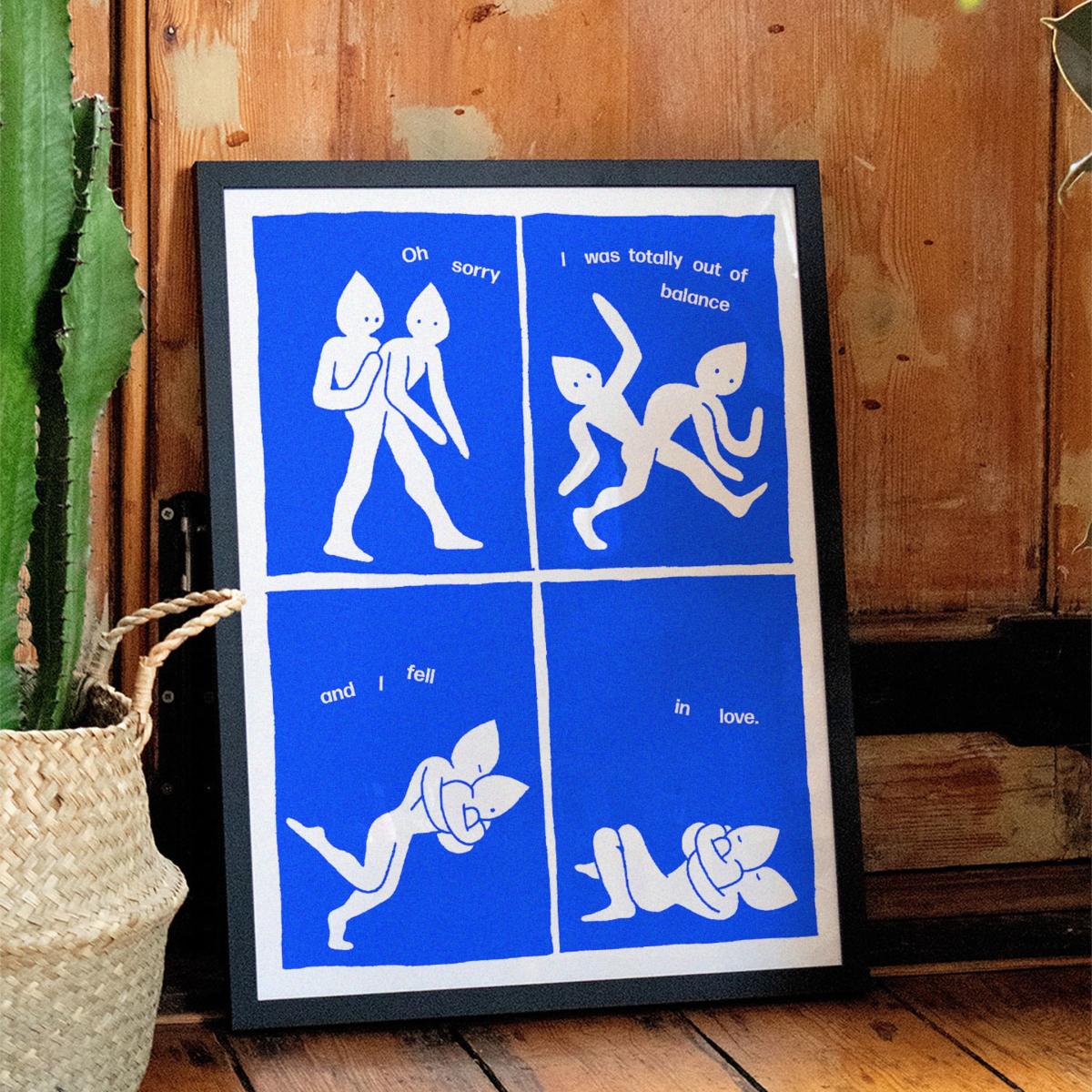 Blue Falling In Love - Giclee Fine Art Print - Small | 12 X 16" | East Side Studio London – image 3