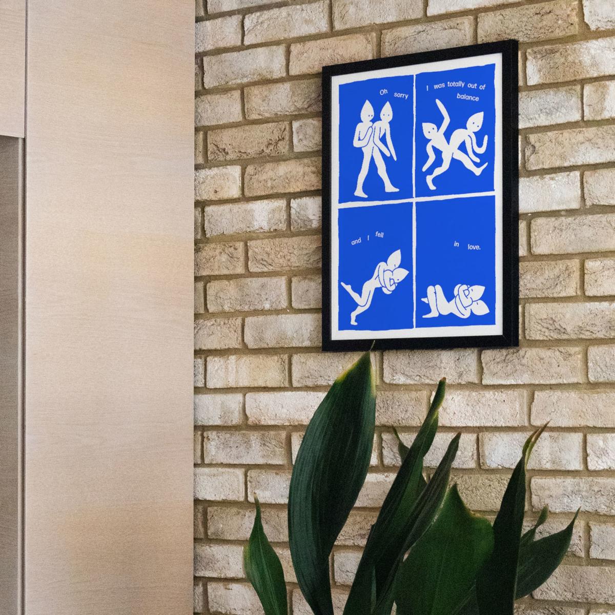 Blue Falling In Love - Giclee Fine Art Print - Small | 12 X 16" | East Side Studio London – image 4
