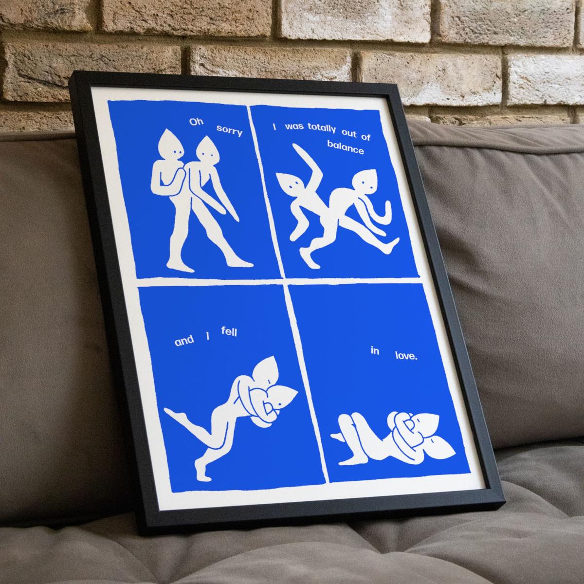 Blue Falling In Love - Giclee Fine Art Print - Small | 12 X 16" | East Side Studio London – image 5