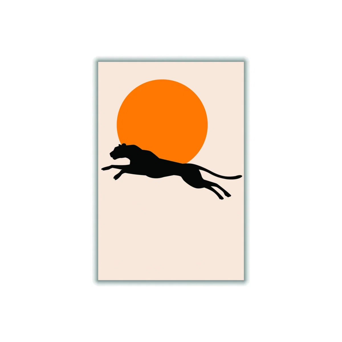 Yellow / Orange Leaping Leopard Sun Poster A3 297 X 420Mm Stanley Print House – image 1