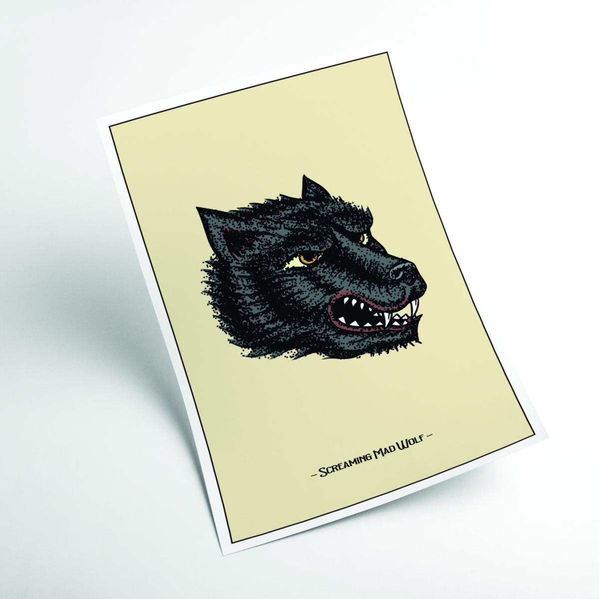 Black Screaming Mad Wolf A2 420 X 594Mm Stanley Print House – image 2