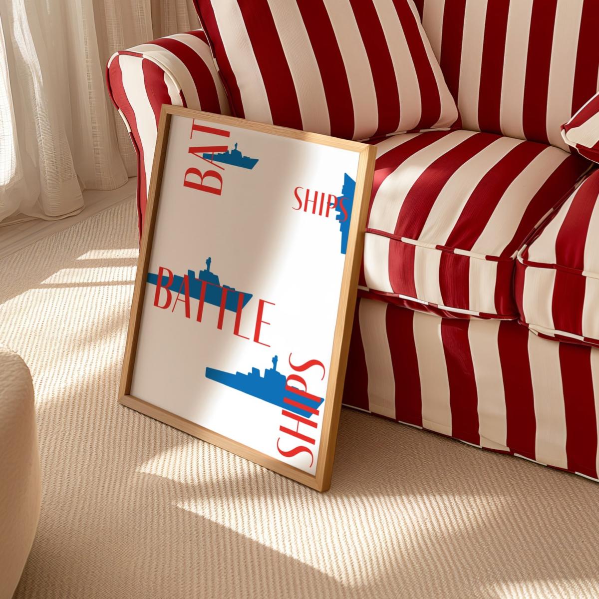 Blue / Red Battleships Retro Giclée Art Print A3 | A4 | 210 X 297Mm | Fanclub – image 2