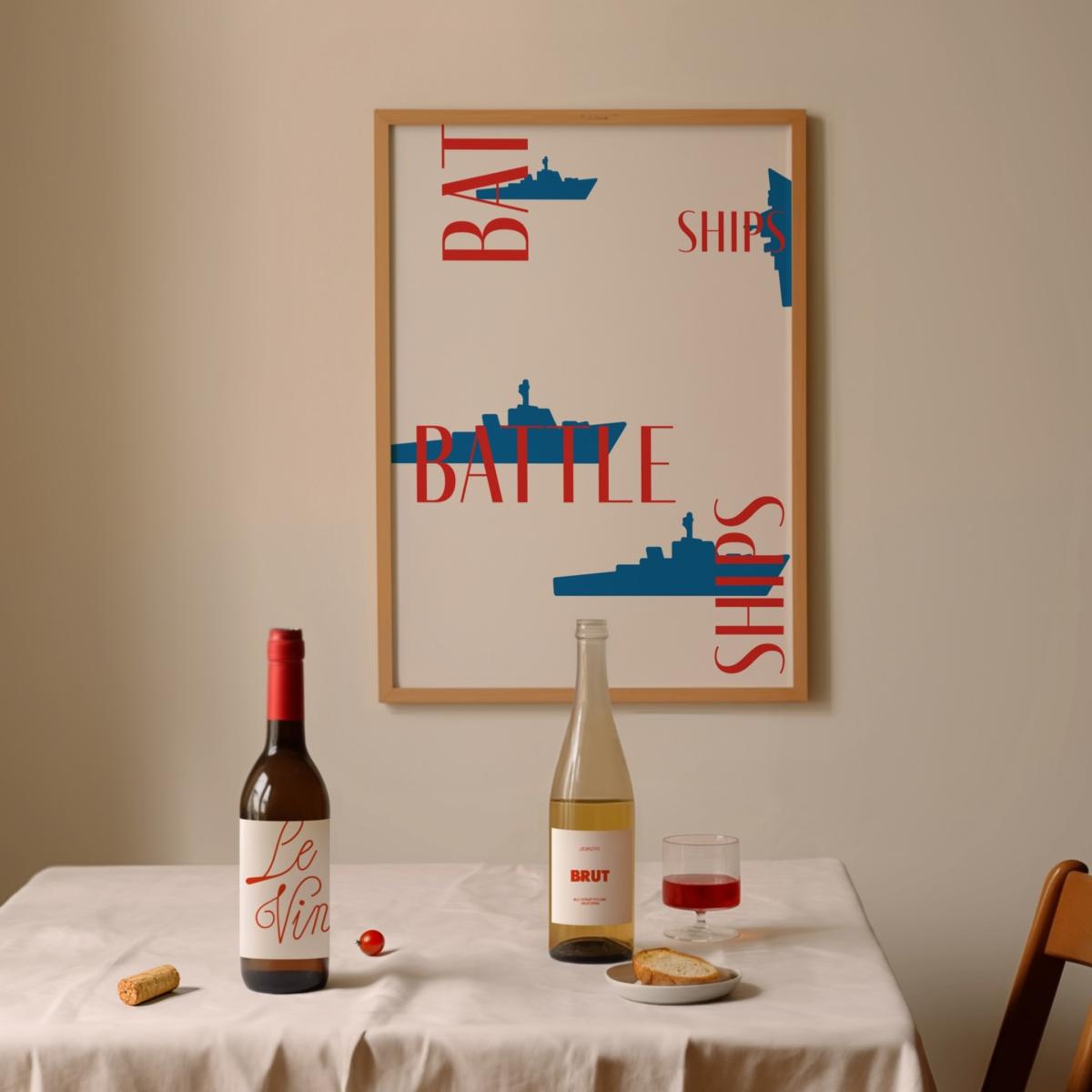 Blue / Red Battleships Retro Giclée Art Print A3 | A4 | 210 X 297Mm | Fanclub – image 3