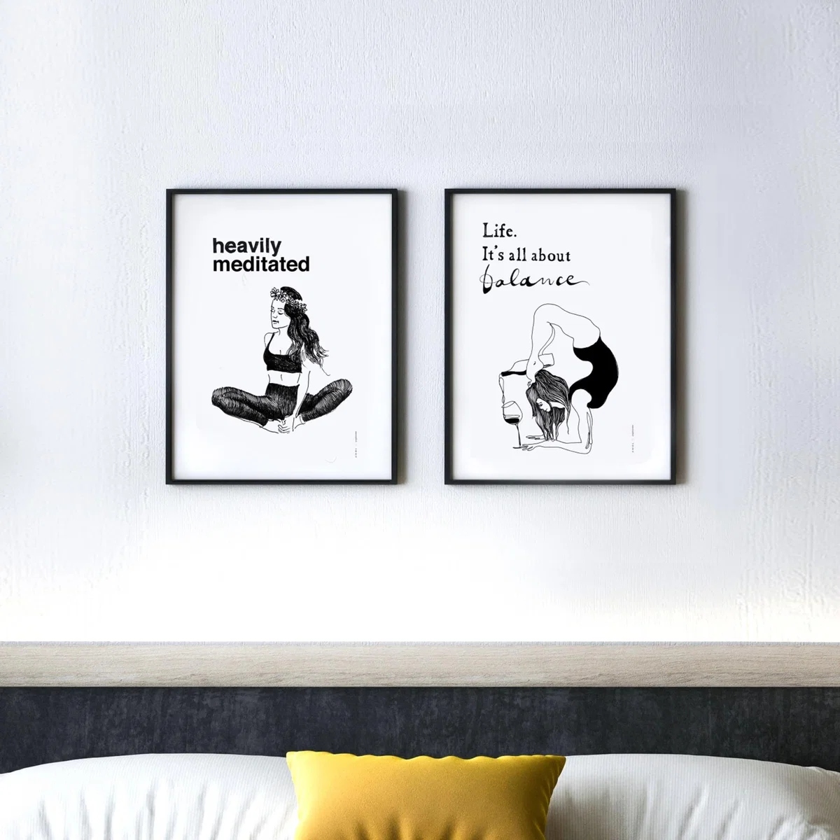 Black / White "Heavily Meditated" Art Print: Playful Meditation Wall Art Awol – image 2