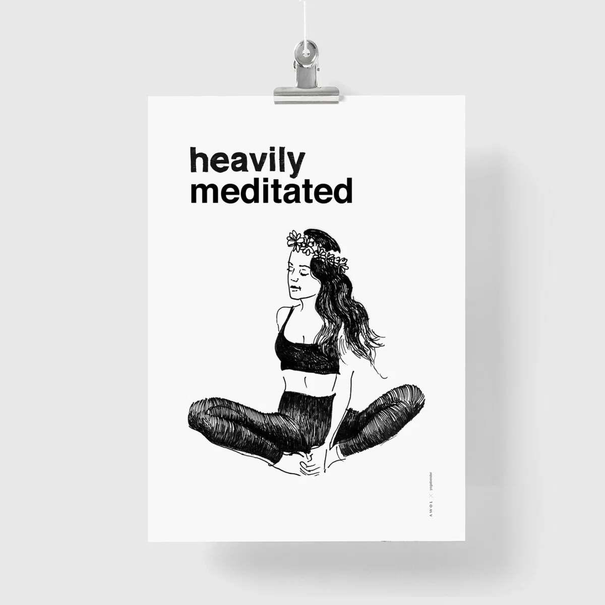 Black / White "Heavily Meditated" Art Print: Playful Meditation Wall Art Awol – image 5