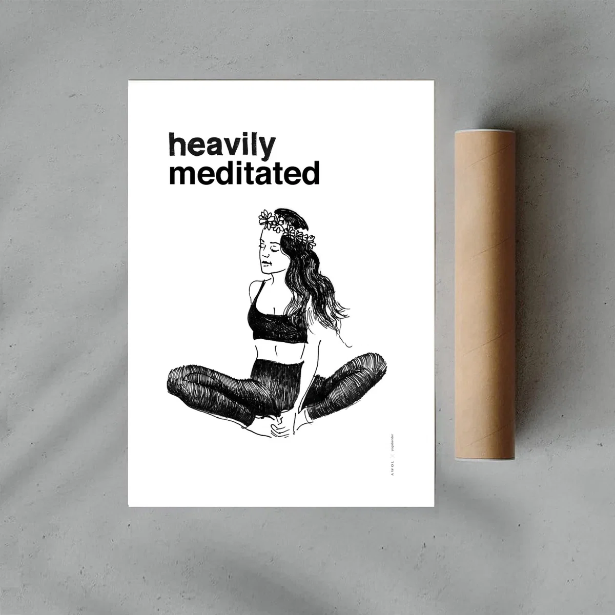 Black / White "Heavily Meditated" Art Print: Playful Meditation Wall Art Awol – image 6