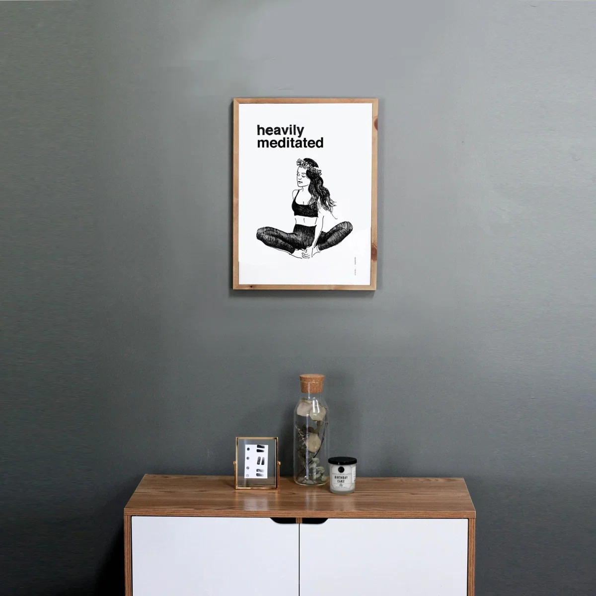 Black / White "Heavily Meditated" Art Print: Playful Meditation Wall Art Awol – image 7