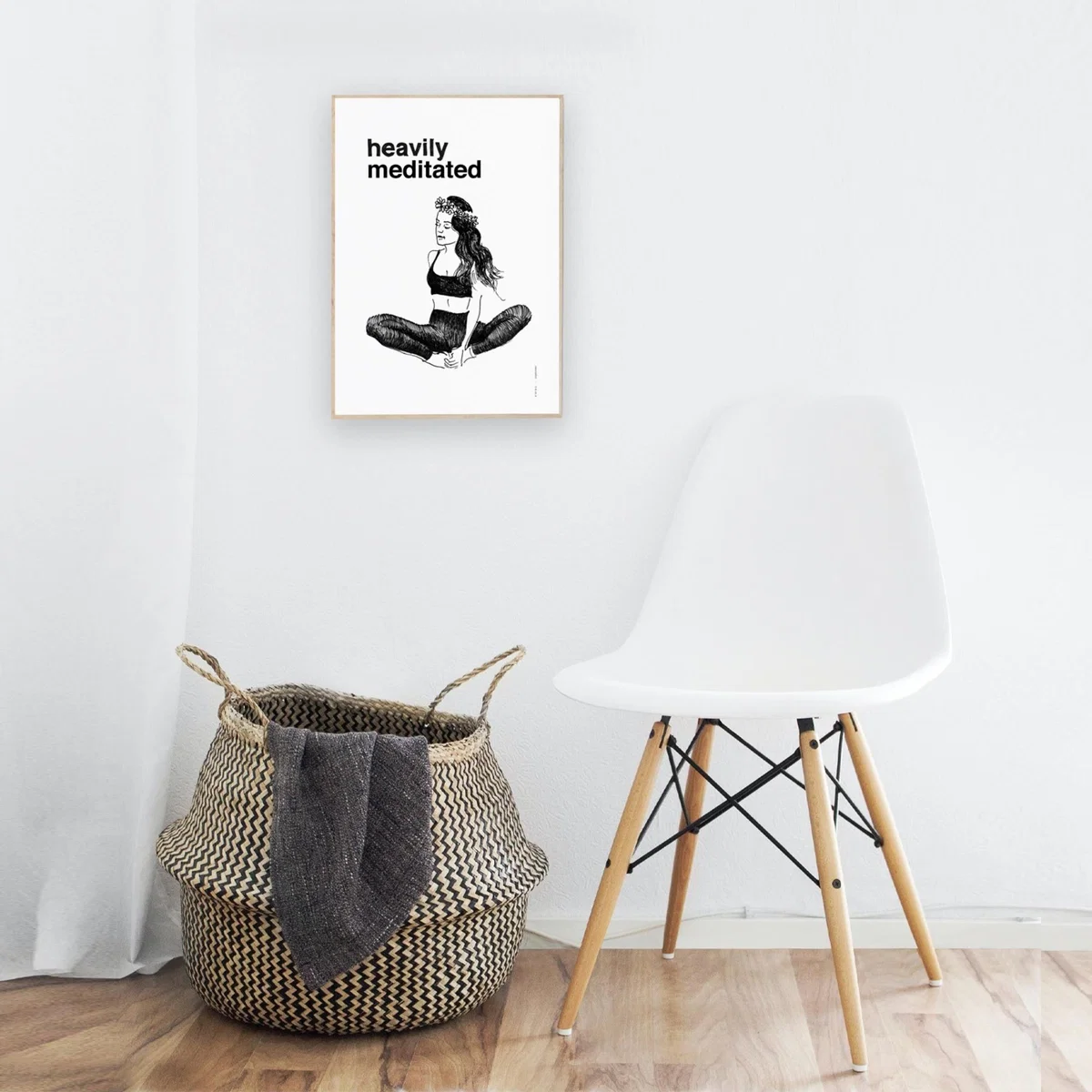 Black / White "Heavily Meditated" Art Print: Playful Meditation Wall Art Awol – image 8