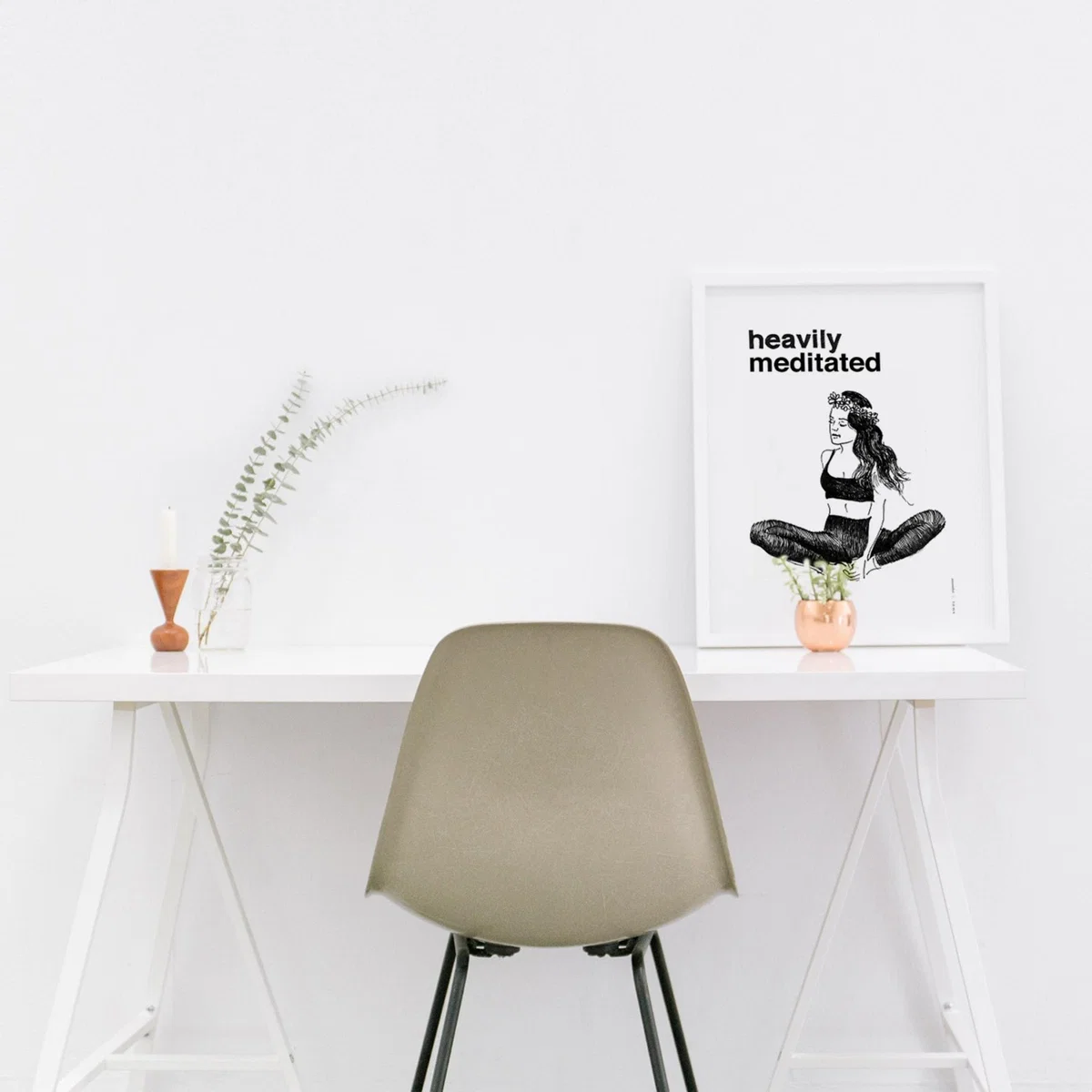 Black / White "Heavily Meditated" Art Print: Playful Meditation Wall Art Awol – image 9