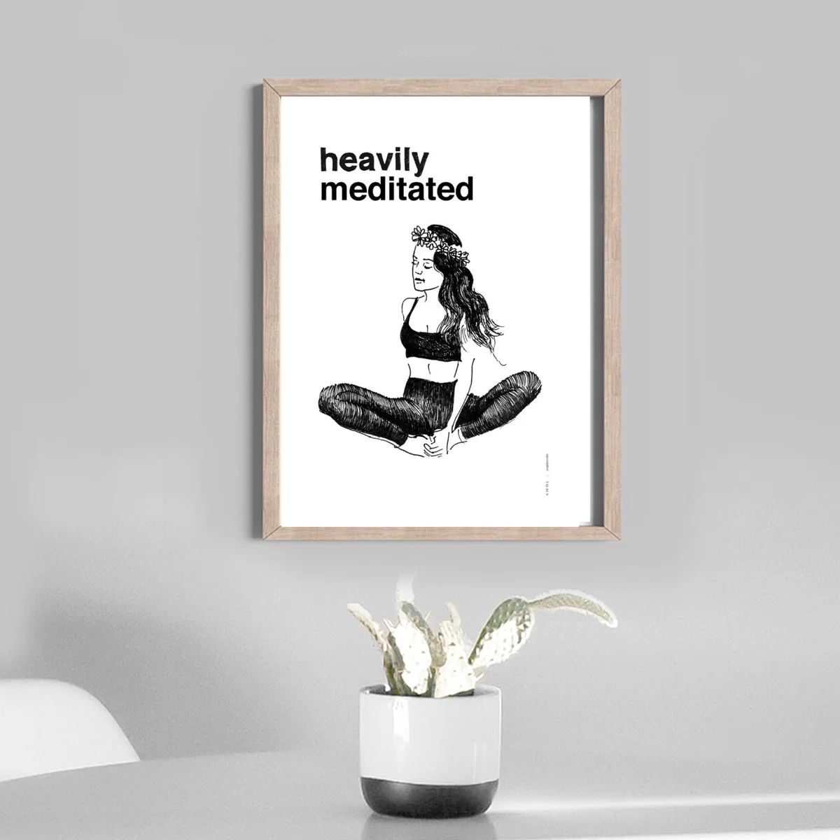 Black / White "Heavily Meditated" Art Print: Playful Meditation Wall Art Awol – image 10