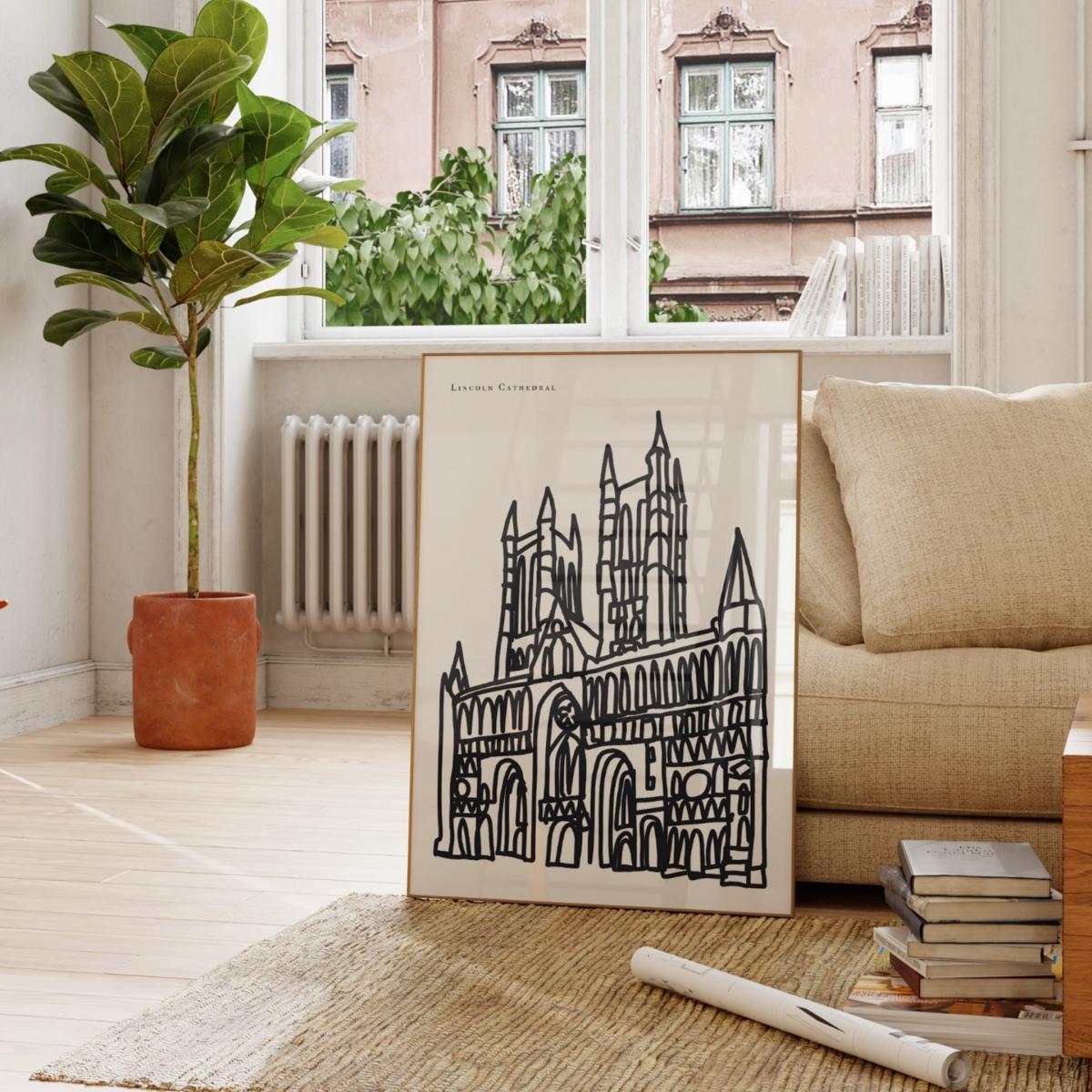 Black / White Lincoln Cathedral Art Print - A3 | A3 | 297 X 420Mm | Natalie Cass Art – image 2