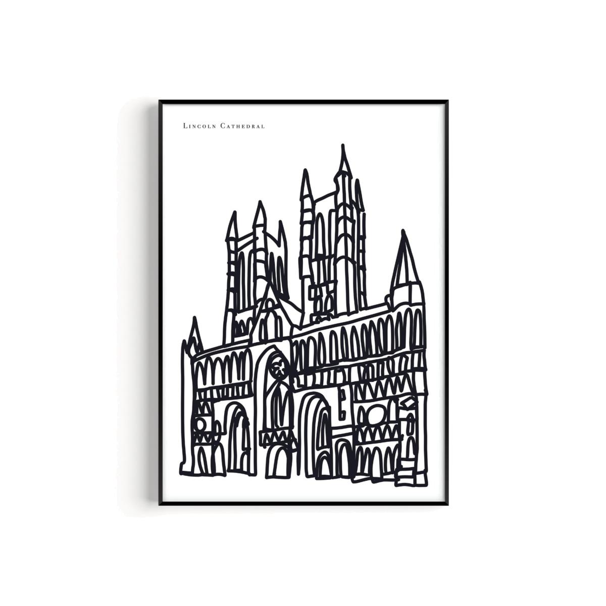 Black / White Lincoln Cathedral Art Print - A3 | A3 | 297 X 420Mm | Natalie Cass Art – image 1