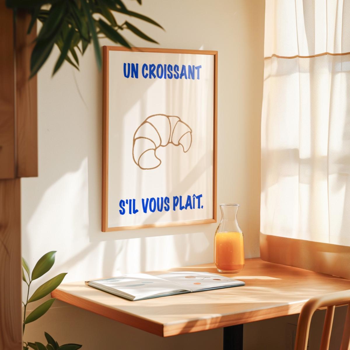 Blue Un Croissant French Kitchen Retro Inspired Giclée Art Print A3 | A3 | 297 X 420Mm | Fanclub – image 2