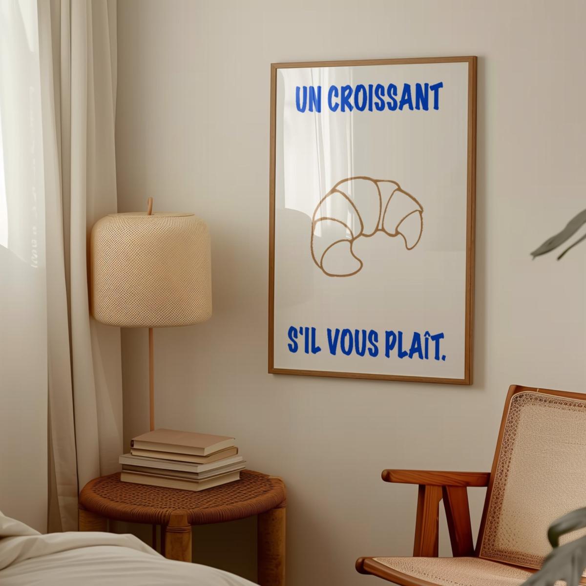 Blue Un Croissant French Kitchen Retro Inspired Giclée Art Print A3 | A3 | 297 X 420Mm | Fanclub – image 3
