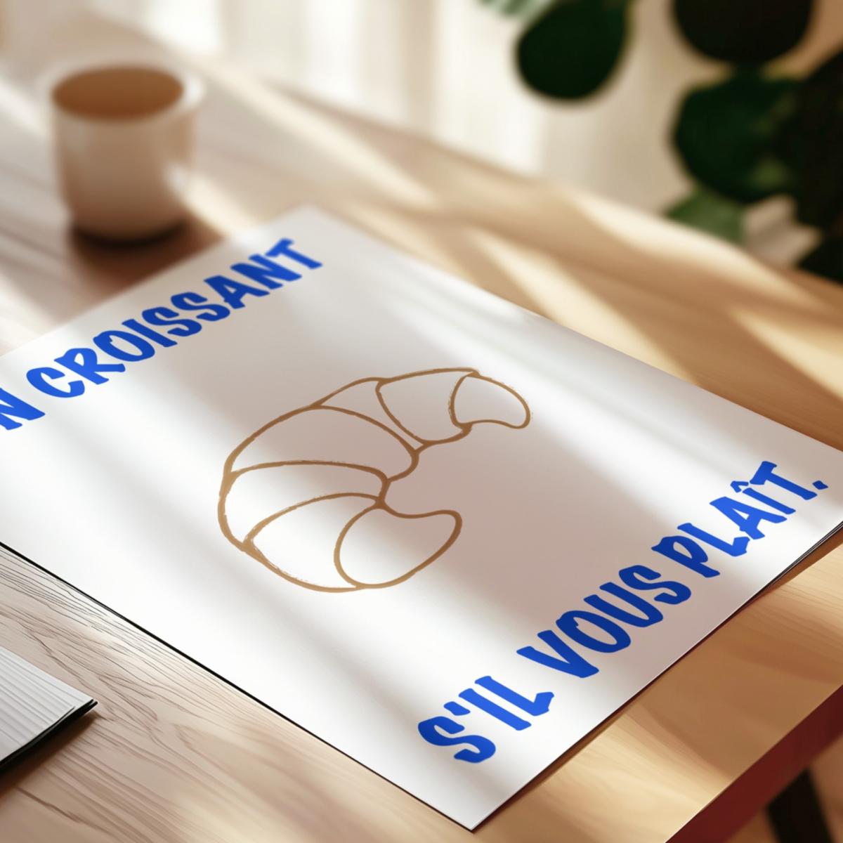 Blue Un Croissant French Kitchen Retro Inspired Giclée Art Print A3 | A3 | 297 X 420Mm | Fanclub – image 4