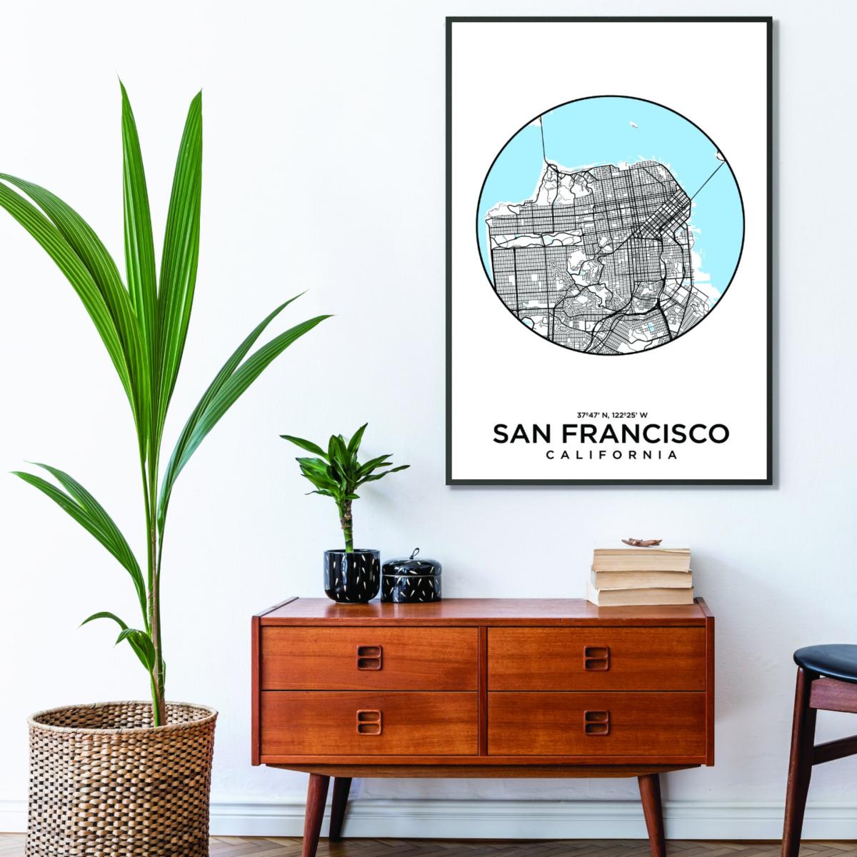 Blue Map Of San Francisco A3 297 X 420Mm Stanley Print House – image 3
