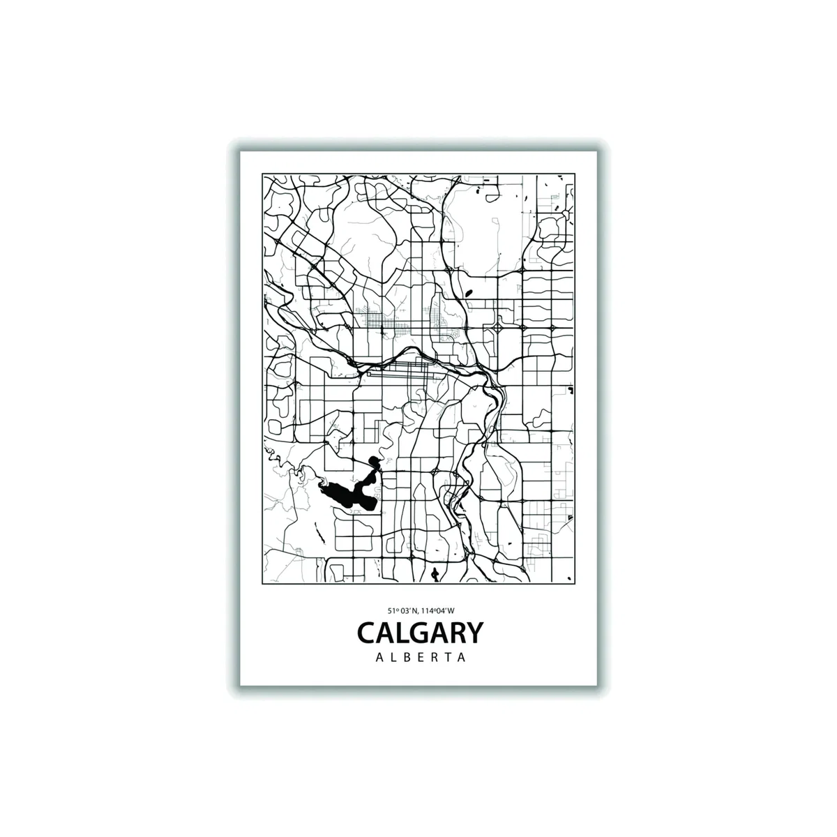 Black Map Of Calgary Alberta Small Stanley Print House – image 1