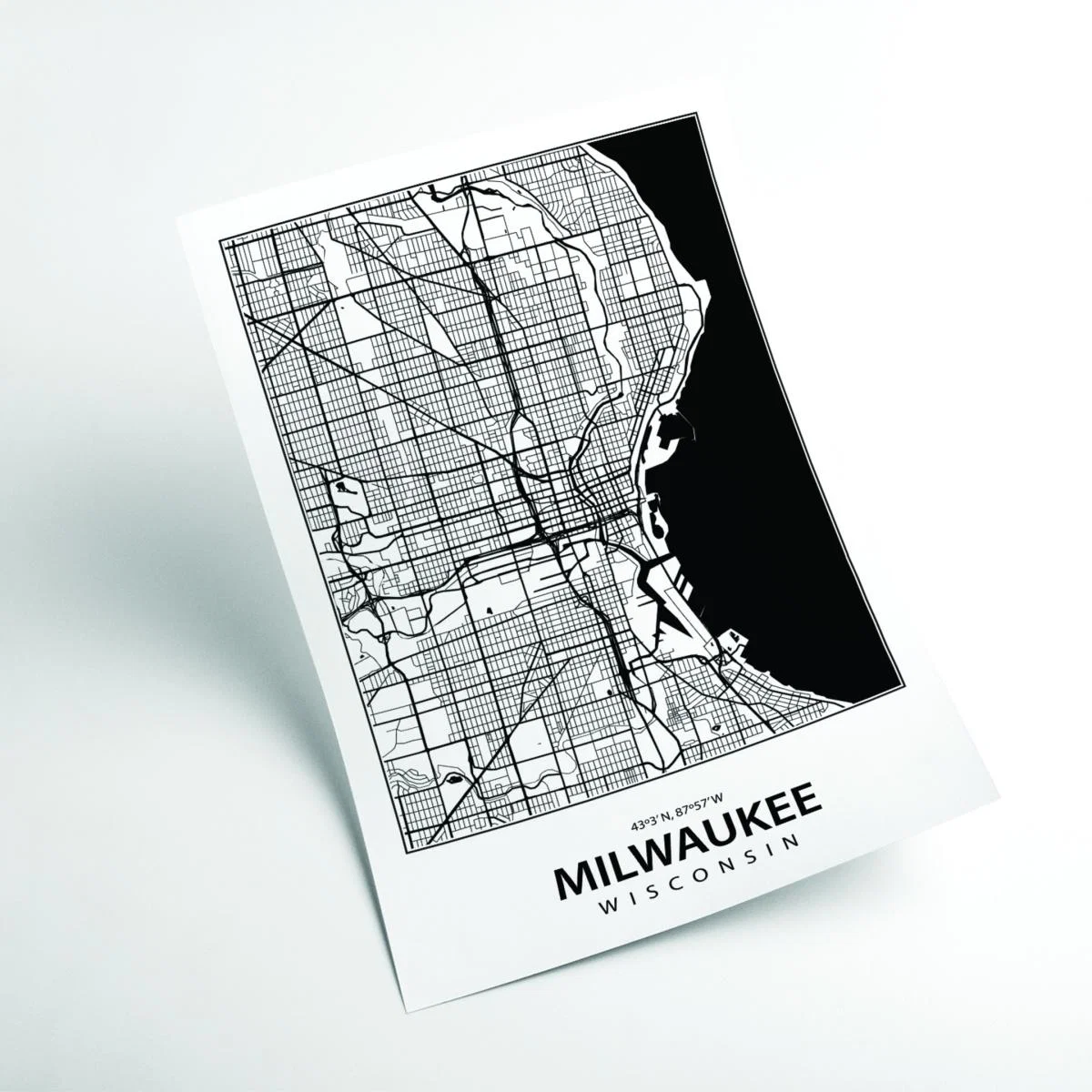 Black Map Of Milwaukee Small Stanley Print House – image 2