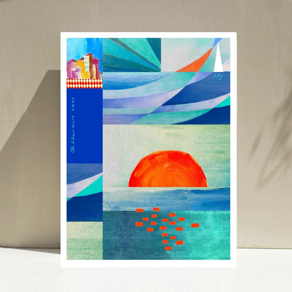 French Riviera Seaside & Sunrise A3 297 X 420Mm Awol – image 2