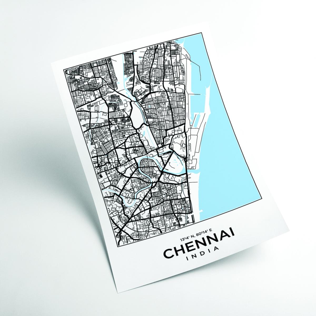 Blue Map Of Chennai India Medium Stanley Print House – image 2