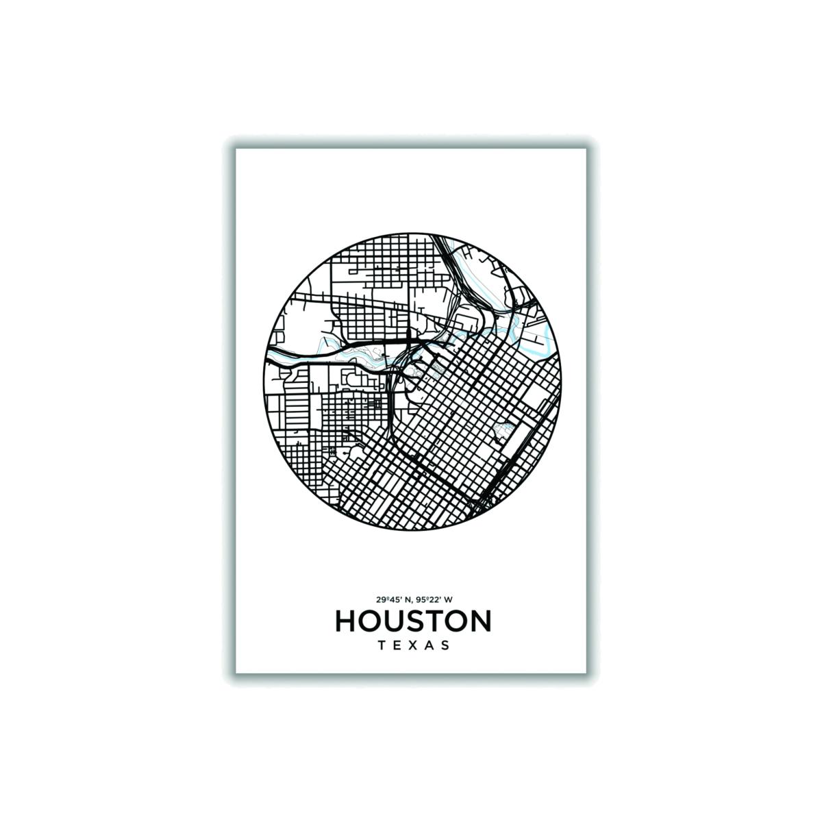 Black Map Of Houston Extra Large Stanley Print House – image 1