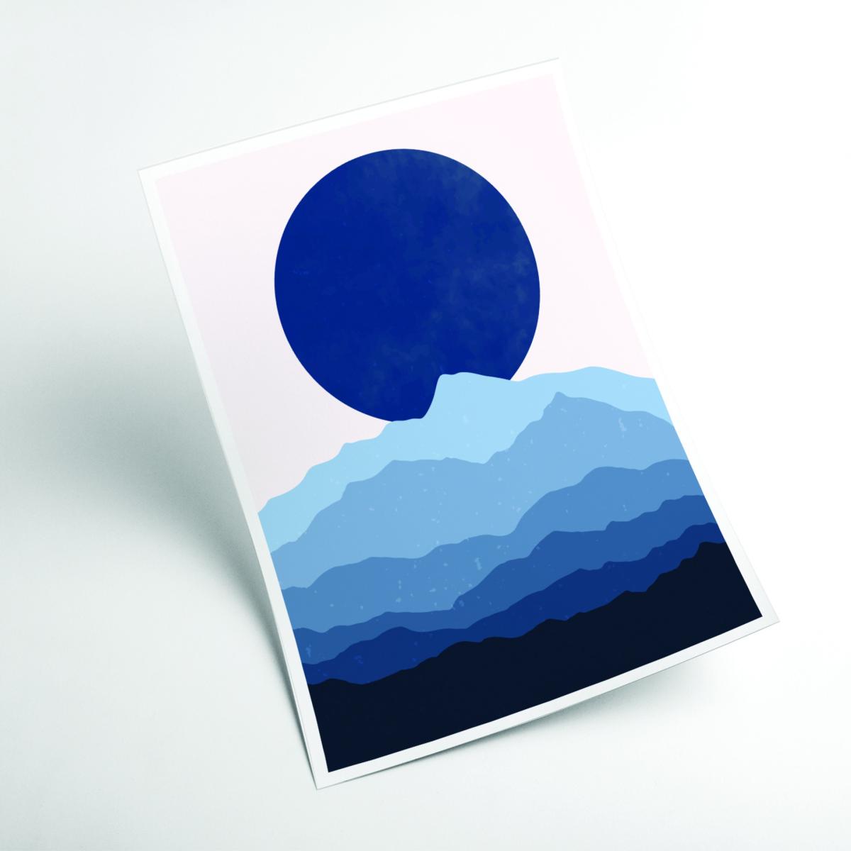 Blue Abstract Moonrise A1 594 X 841Mm Stanley Print House – image 2