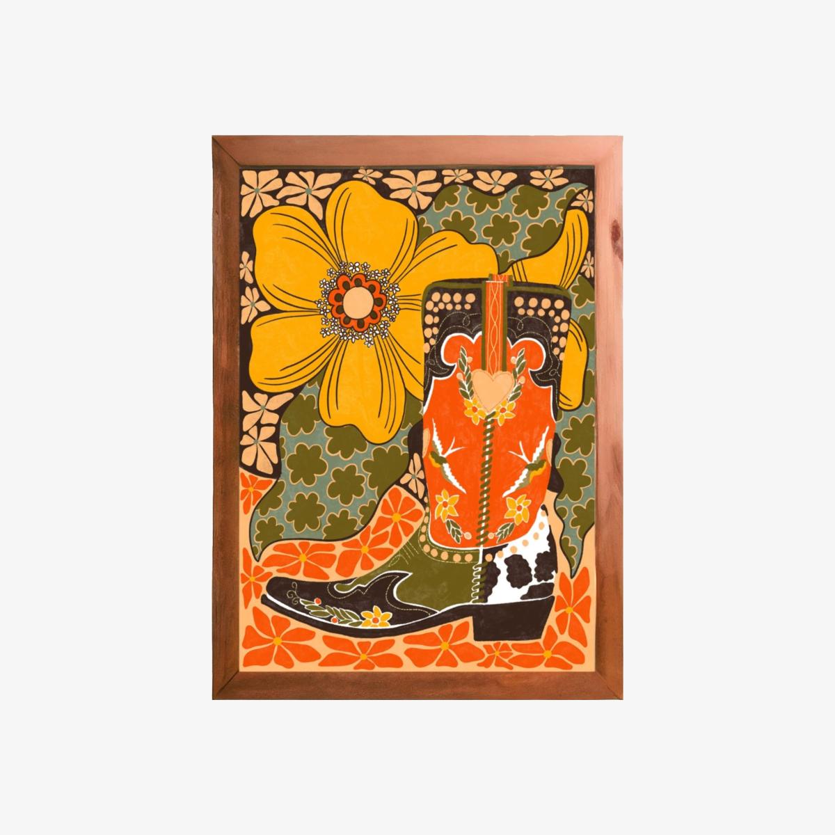 Yellow / Orange Retro Cowboy Boots Print The Neighbourhood Threat – image 1