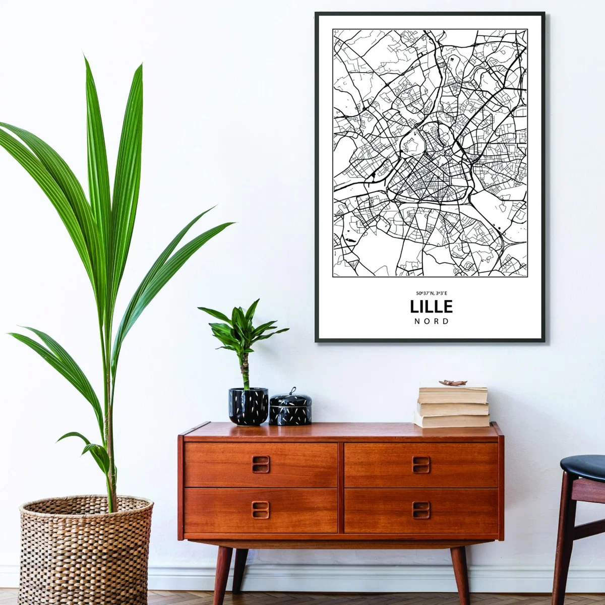 Black Map Of Lille A1 594 X 841Mm Stanley Print House – image 3