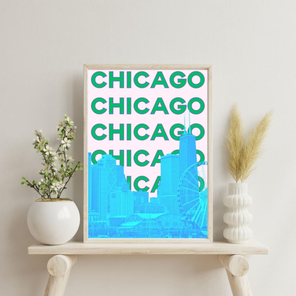 Chicago Skyline Glow Poster | Artchi – image 2