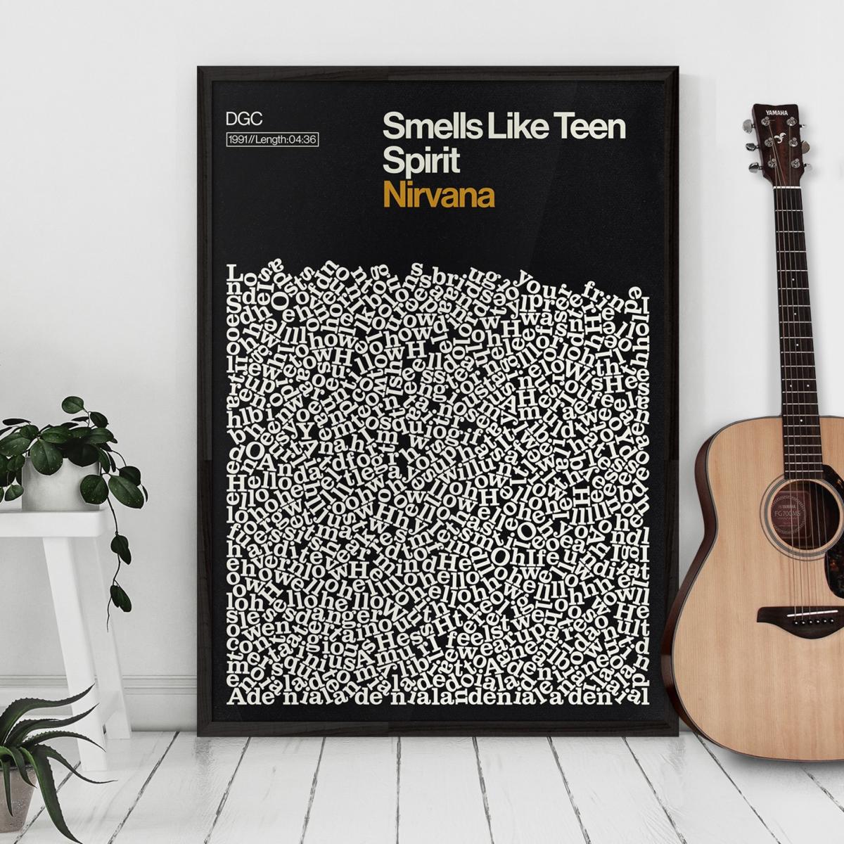 Smells Like Teen Spirit - Song Lyric Print A2 420 X 594Mm Reign & Hail – image 3