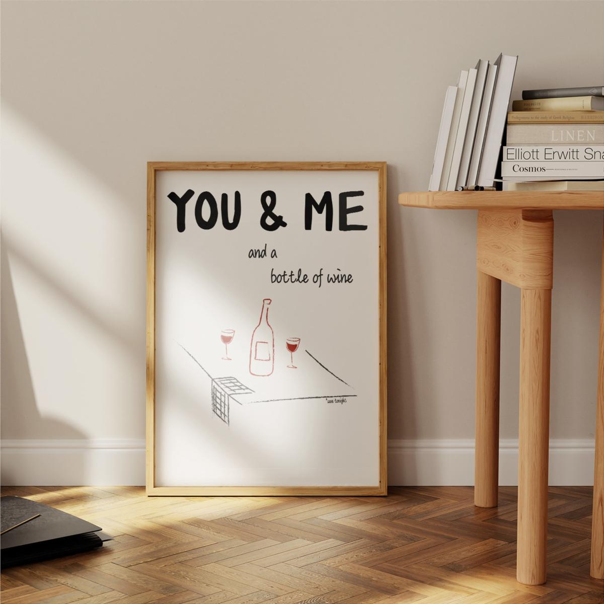 Black / Red You And Me And A Bottle Of Wine Illustrated Retro Music Giclée Art Print A2 | A2 | 420 X 594Mm | Fanclub – image 7