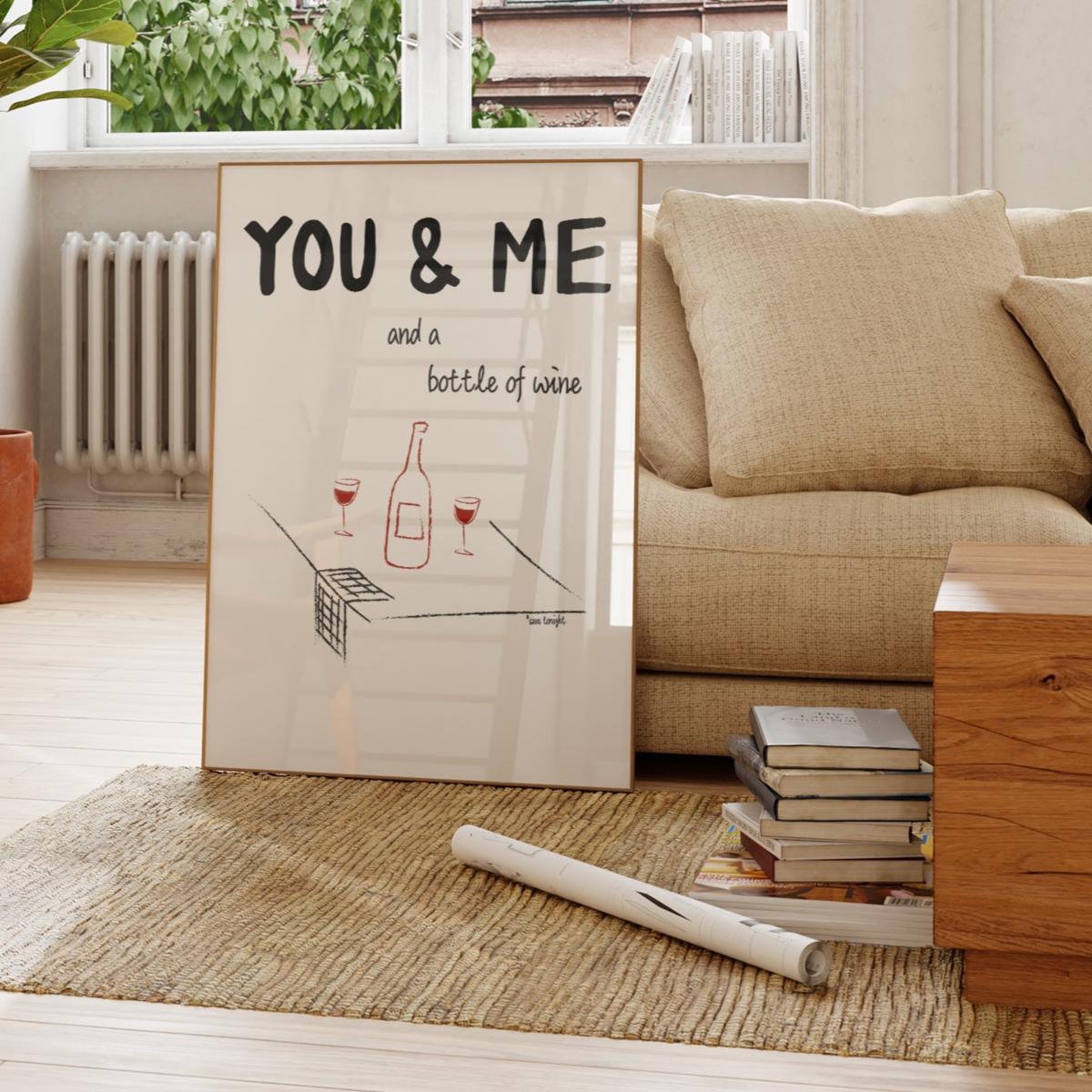 Black / Red You And Me And A Bottle Of Wine Illustrated Retro Music Giclée Art Print A2 | A2 | 420 X 594Mm | Fanclub – image 8