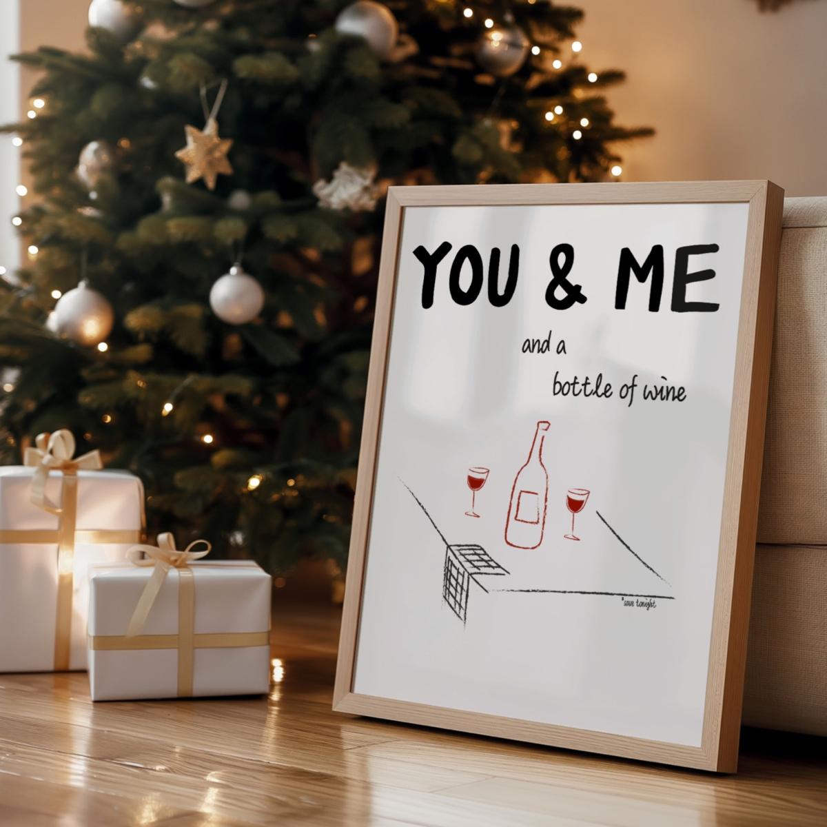 Black / Red You And Me And A Bottle Of Wine Illustrated Retro Music Giclée Art Print A2 | A2 | 420 X 594Mm | Fanclub – image 9