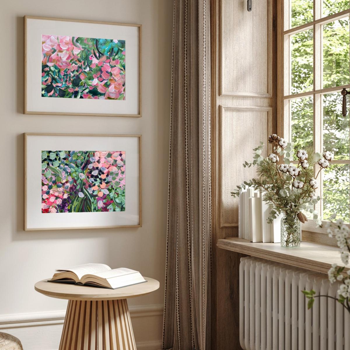 Pink / Purple Spring Flowers - Abstract Floral Print Pair Jessica Slack Studio – image 2