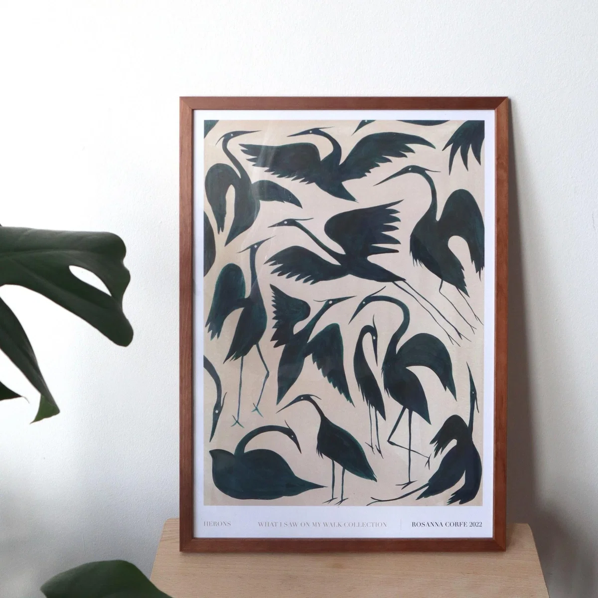 Grey / Black / Green A3 - Herons Print, Dark Teal One Size Rosanna Corfe – image 2