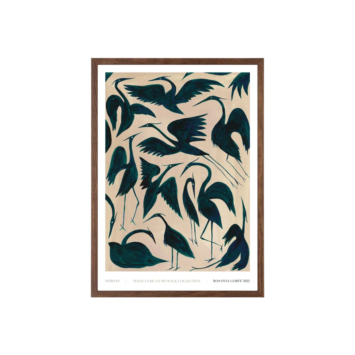Grey / Black / Green A3 - Herons Print, Dark Teal One Size Rosanna Corfe – image 1