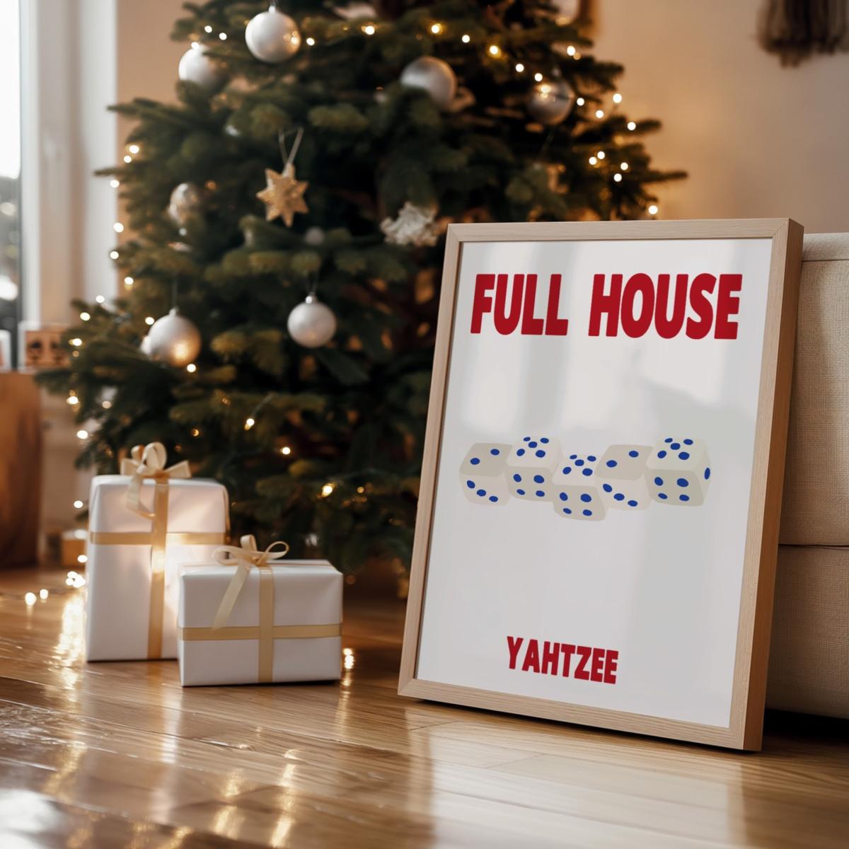 Blue / Red Full House Yahtzee Dice Retro Game Giclée Art Print A3 | A4 | 210 X 297Mm | Fanclub – image 6
