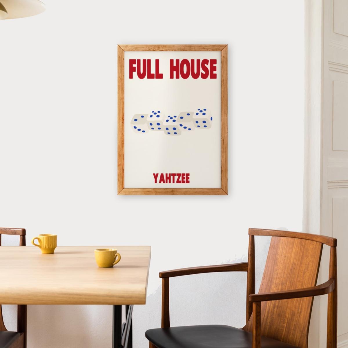 Blue / Red Full House Yahtzee Dice Retro Game Giclée Art Print A3 | A4 | 210 X 297Mm | Fanclub – image 7