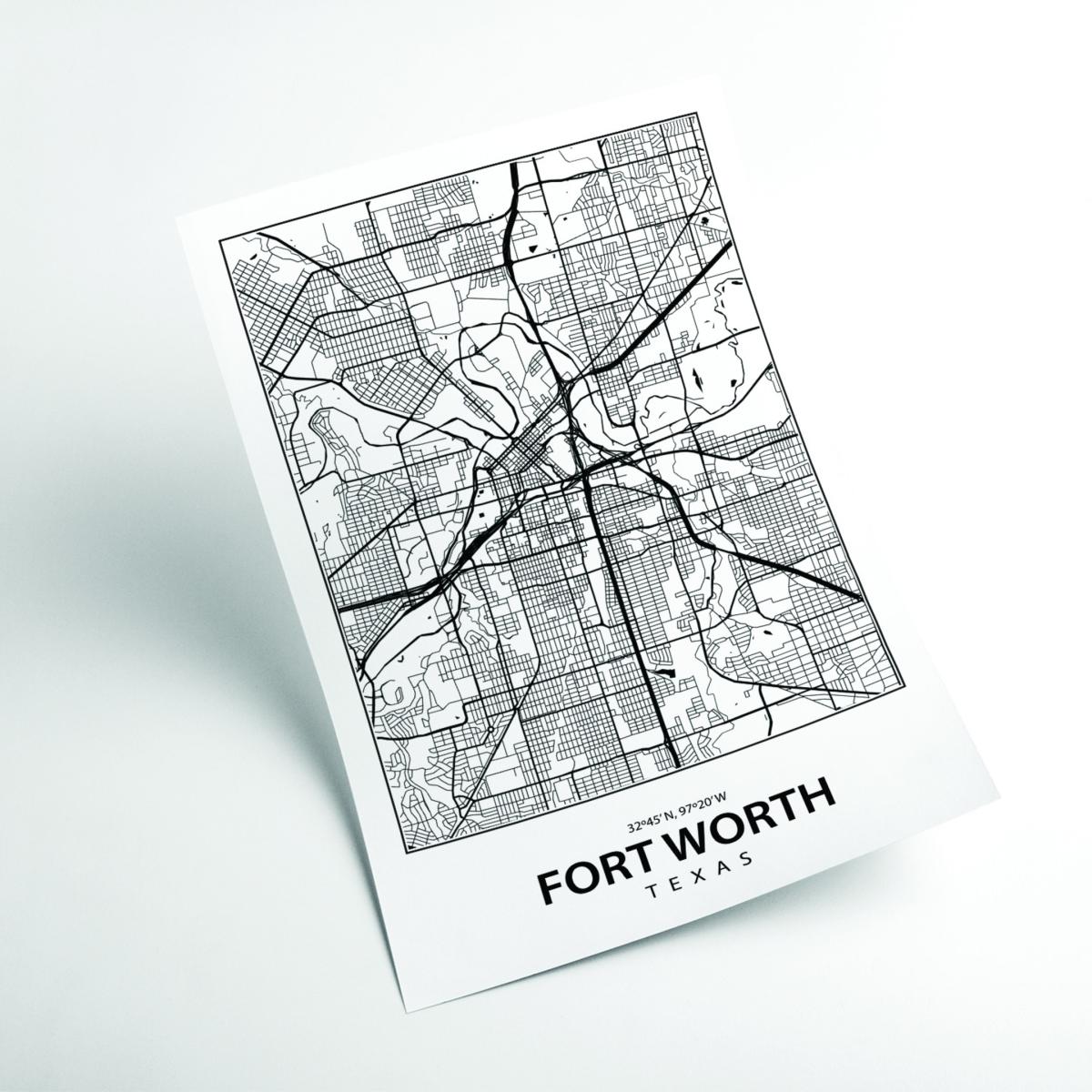 Black Map Of Fort Worth Medium Stanley Print House – image 2