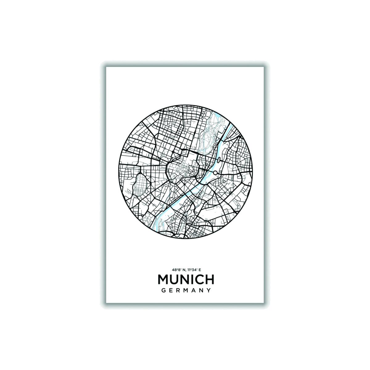 Black Map Of Munich Extra Large Stanley Print House – image 1