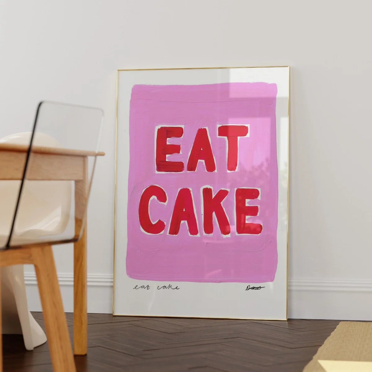 Pink / Purple / Red Eat Cake Hand Painted Art Print - A3 | Natalie Cass Art – image 2