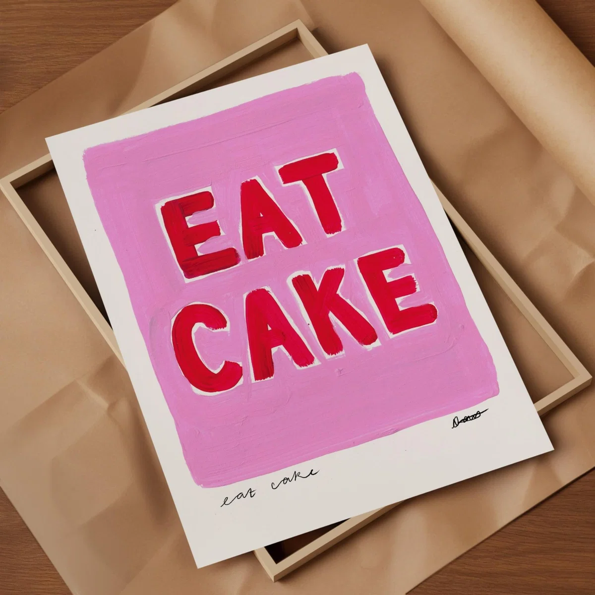 Pink / Purple / Red Eat Cake Hand Painted Art Print - A3 | Natalie Cass Art – image 3
