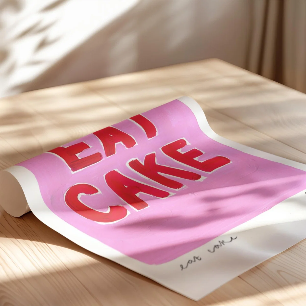 Pink / Purple / Red Eat Cake Hand Painted Art Print - A3 | Natalie Cass Art – image 4