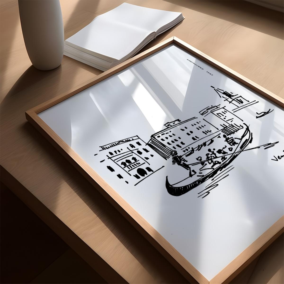 Black / White Iconic Venice, Italy Art Print With Gondola On The Grand Canal, Travel Print | Awol – image 5